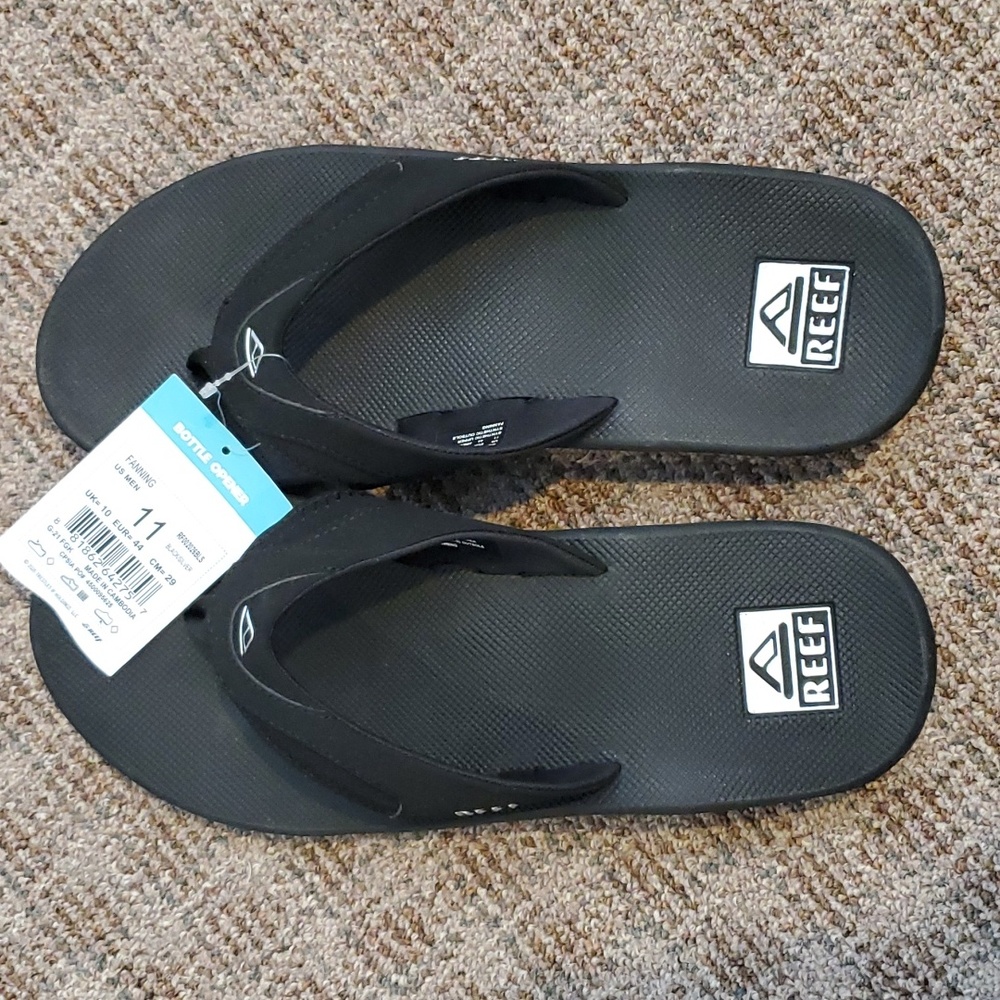 Men's Reef Fanning Bottle opener Black Flip flop